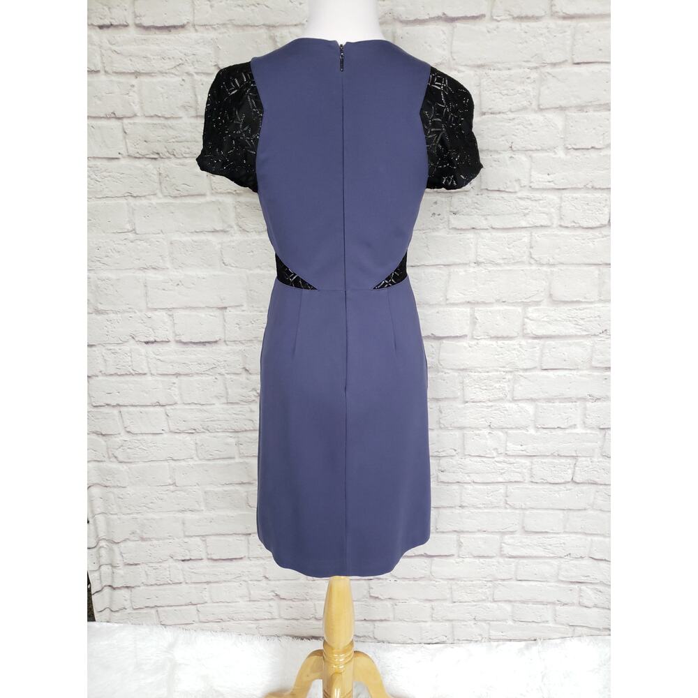 Rebecca Taylor Blue Harbour Ponte Knit Sheath Dress Black Lace Detail Sz 2 - Picture 9 of 16